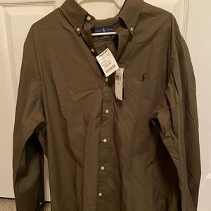 Men’s Polo Ralph Lauren dress shirt size L Green/Brown